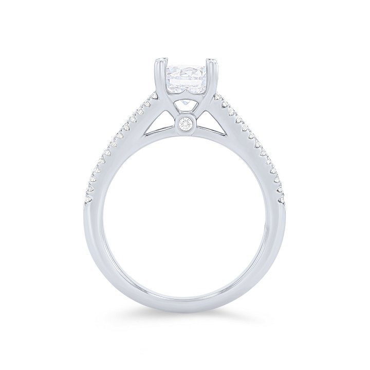 Rose Gold 14K Three Row Diamond Engagement Setting