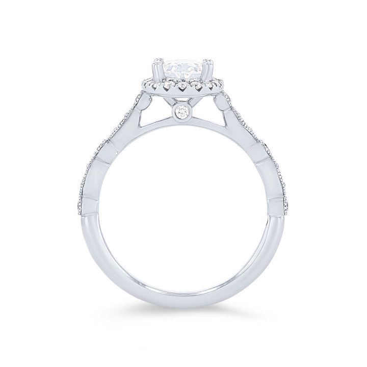 Rose Gold 14K Oval Halo Milgrain Engagement Setting