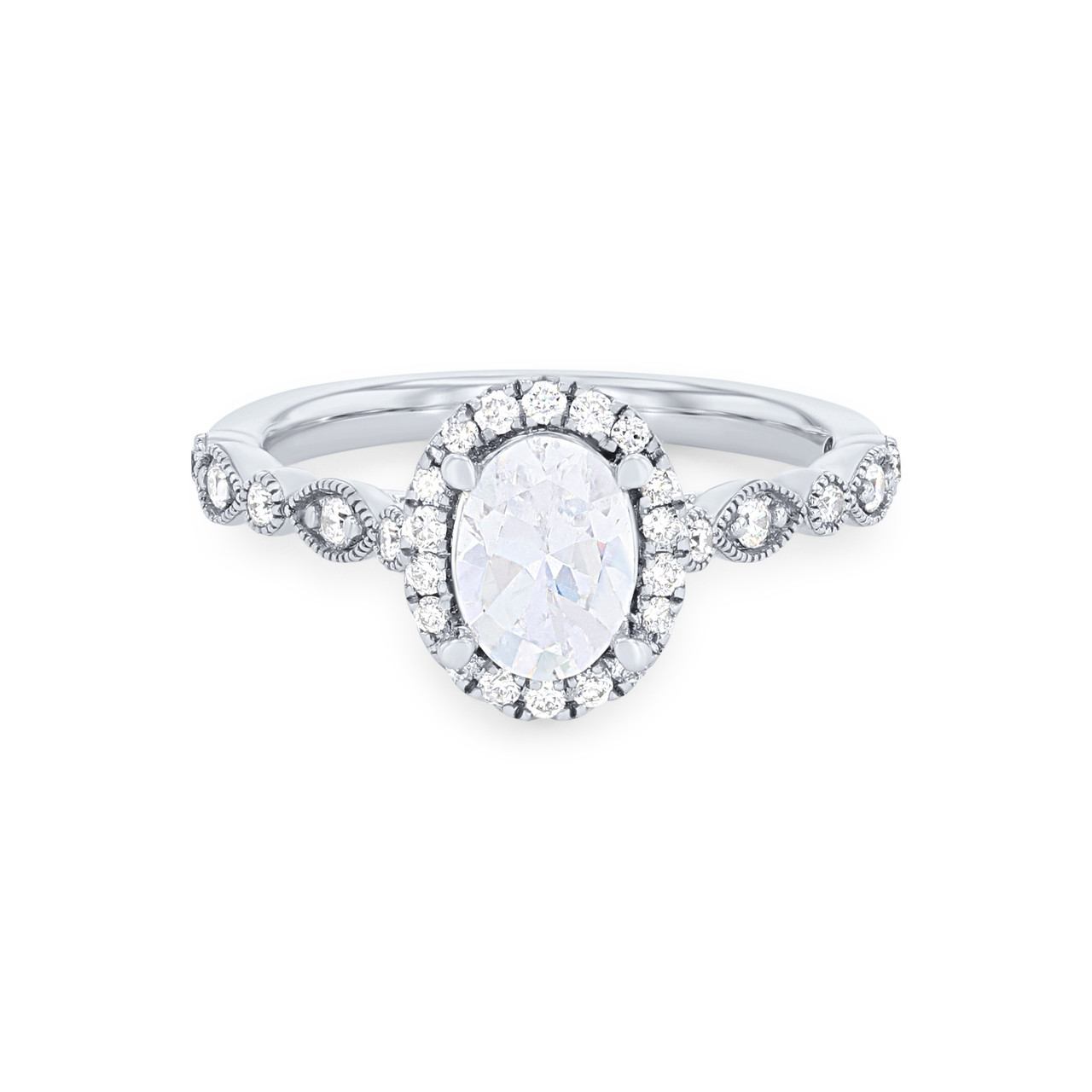 Oval Halo Milgrain Engagement Setting