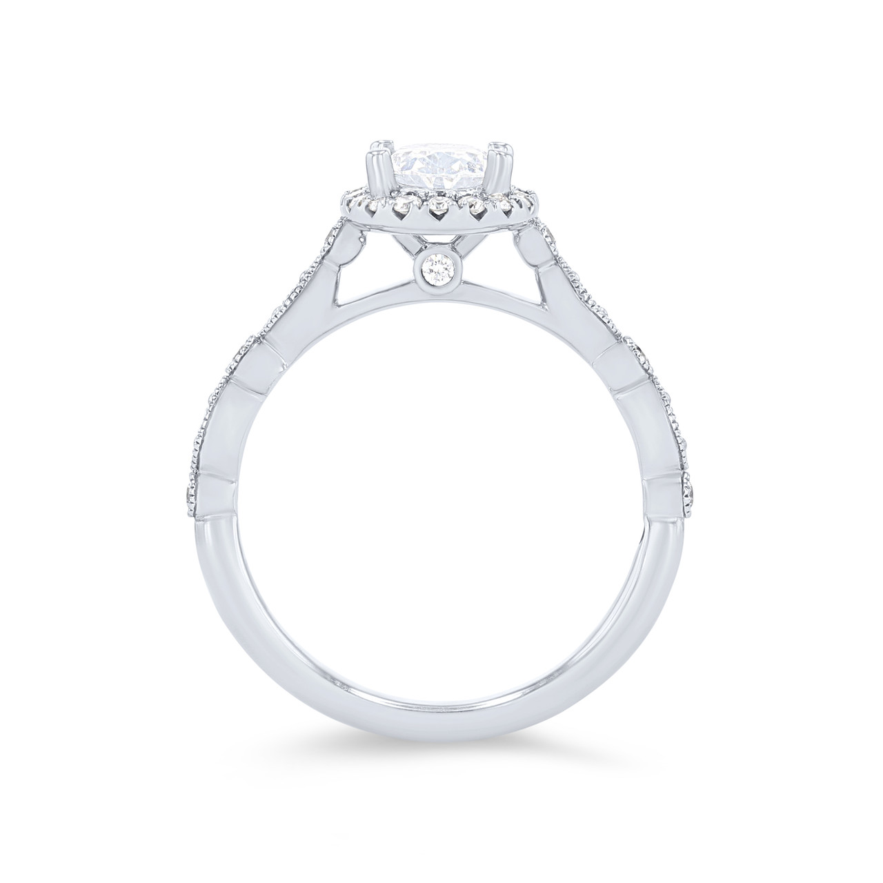 Oval Halo Milgrain Engagement Setting