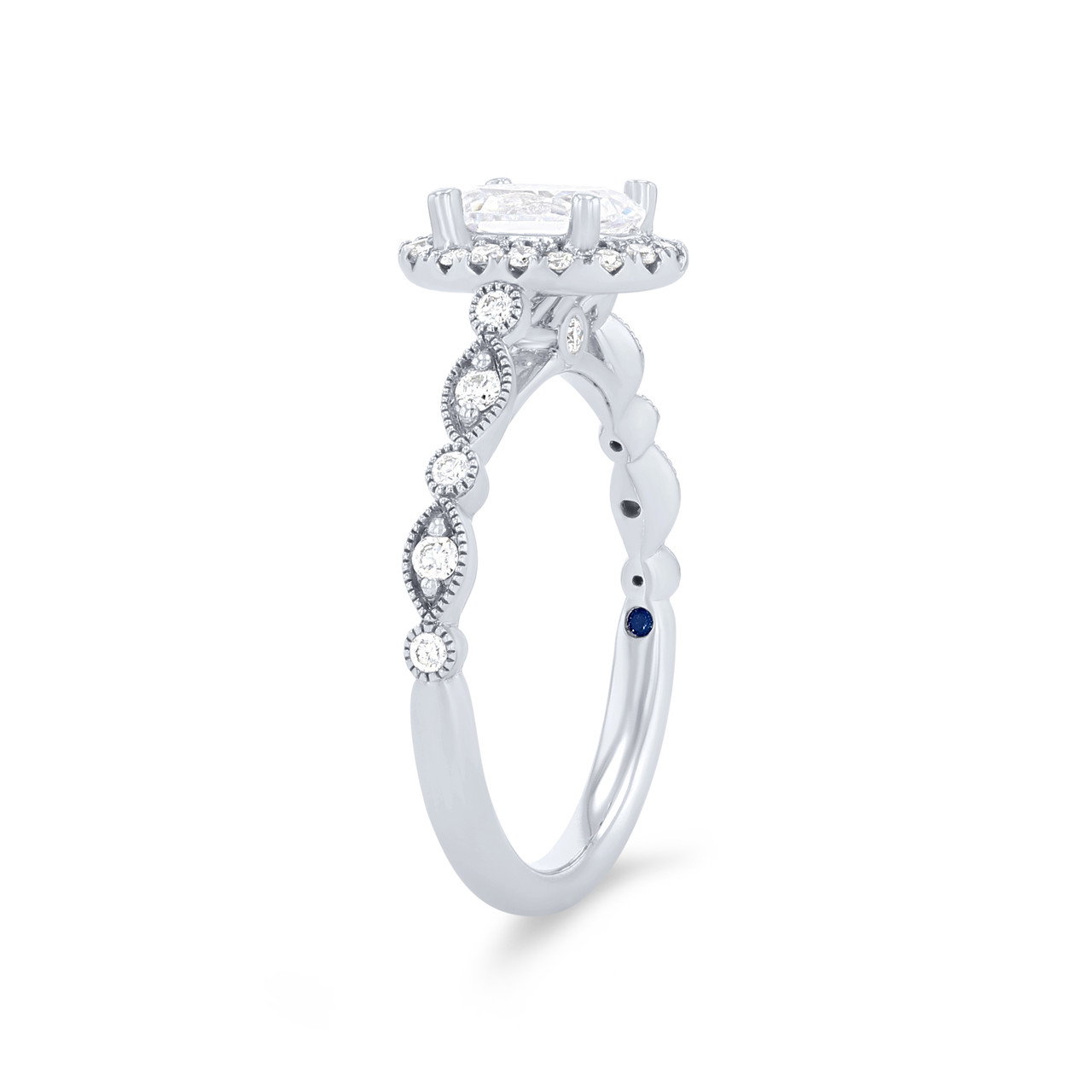 Oval Halo Milgrain Engagement Setting