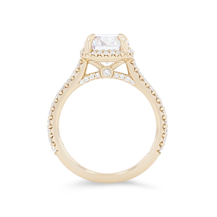 White Gold 14K Round Halo Cathedral Engagement Setting