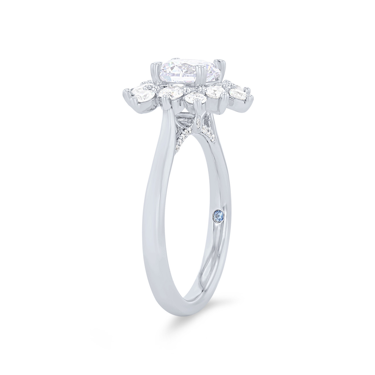 Floral Round Halo Engagement Setting