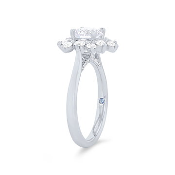 Floral Round Halo Engagement Setting In White Gold 14K