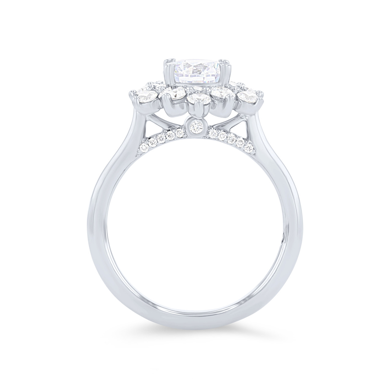 Floral Round Halo Engagement Setting