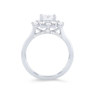 Floral Round Halo Engagement Setting In White Gold 14K