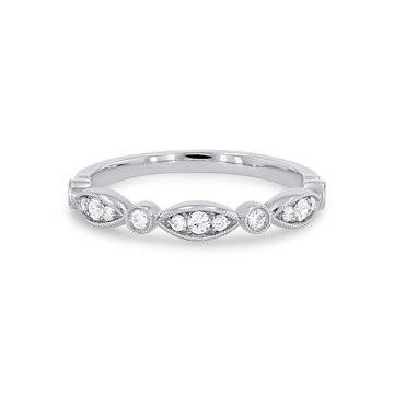 Sylvie Alternating Marquise Frame Milgrain Wedding Band In White Gold 14K