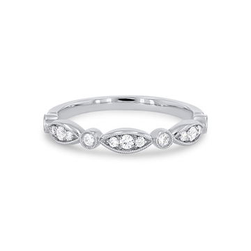 Sylvie Alternating Marquise Frame Milgrain Wedding Band