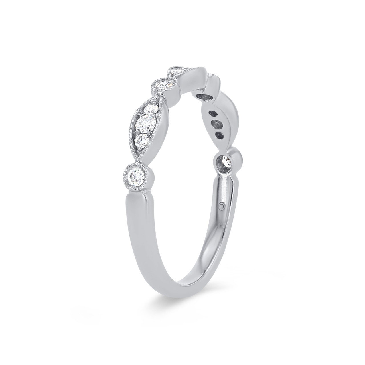 Sylvie Alternating Marquise Frame Milgrain Wedding Band
