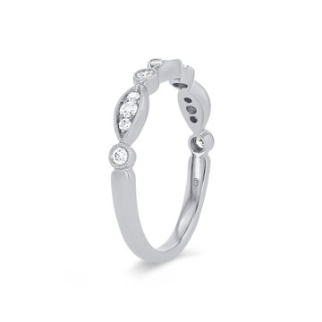 Sylvie Alternating Marquise Frame Milgrain Wedding Band In White Gold 14K