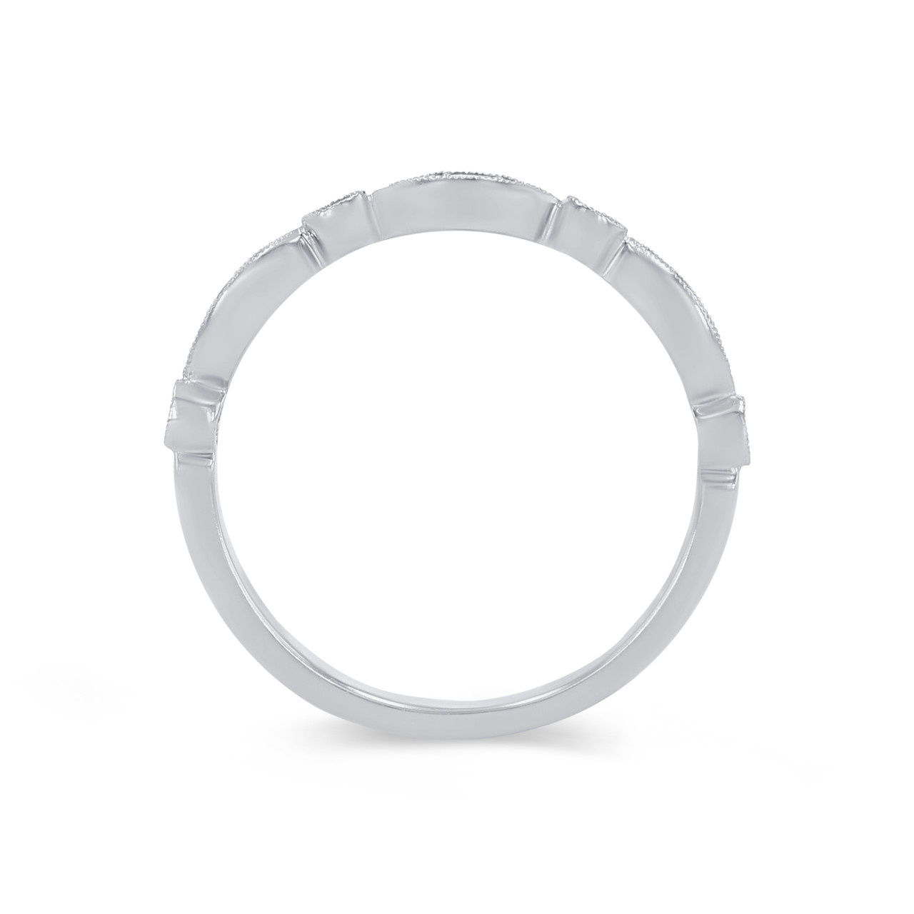 Sylvie Alternating Marquise Frame Milgrain Wedding Band