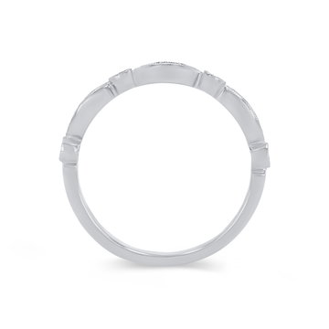 Sylvie Alternating Marquise Frame Milgrain Wedding Band In White Gold 14K