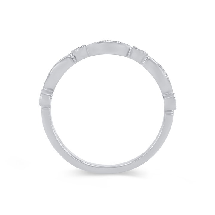 Sylvie Alternating Marquise Frame Milgrain Wedding Band In White Gold 14K