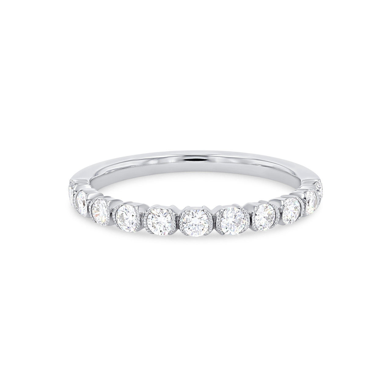 Sylvie Half Bezel Milgrain Diamond Wedding Band