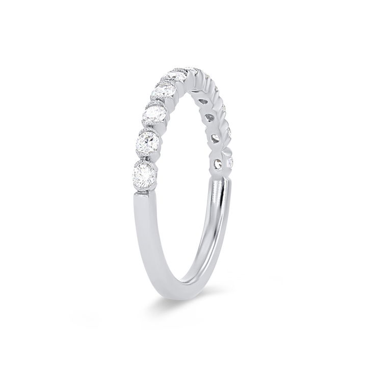 Yellow Gold 14K Sylvie Half Bezel Milgrain Diamond Wedding Band