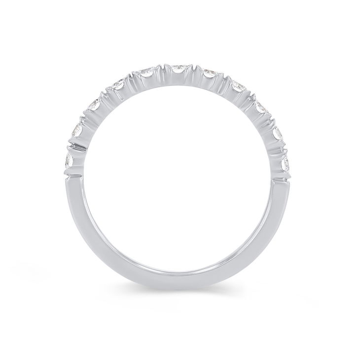 Yellow Gold 14K Sylvie Half Bezel Milgrain Diamond Wedding Band