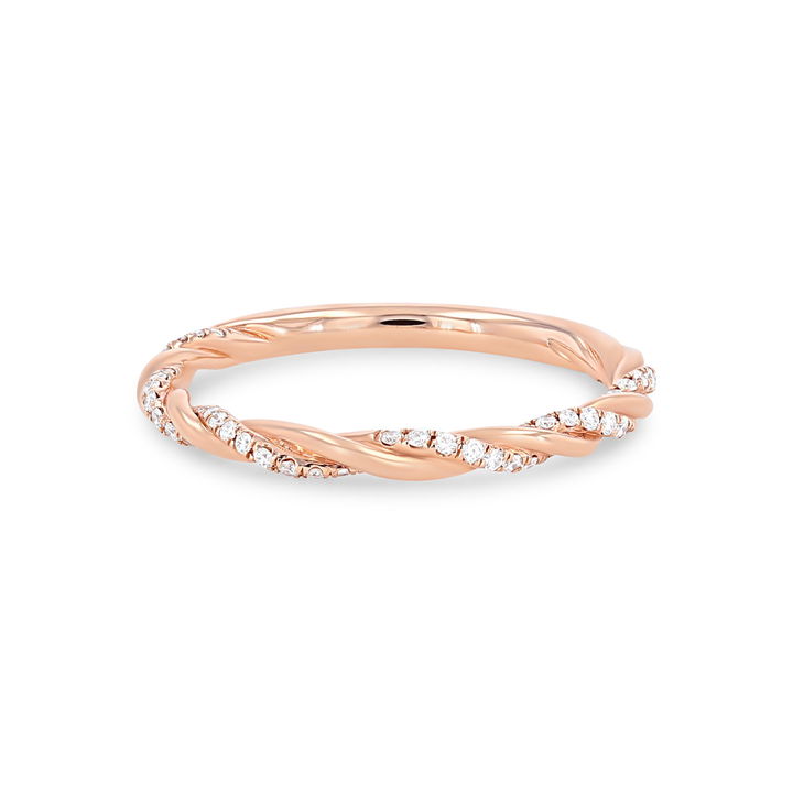 Yellow Gold 14K Sylvie Rope Twist Half Diamond Wedding Band