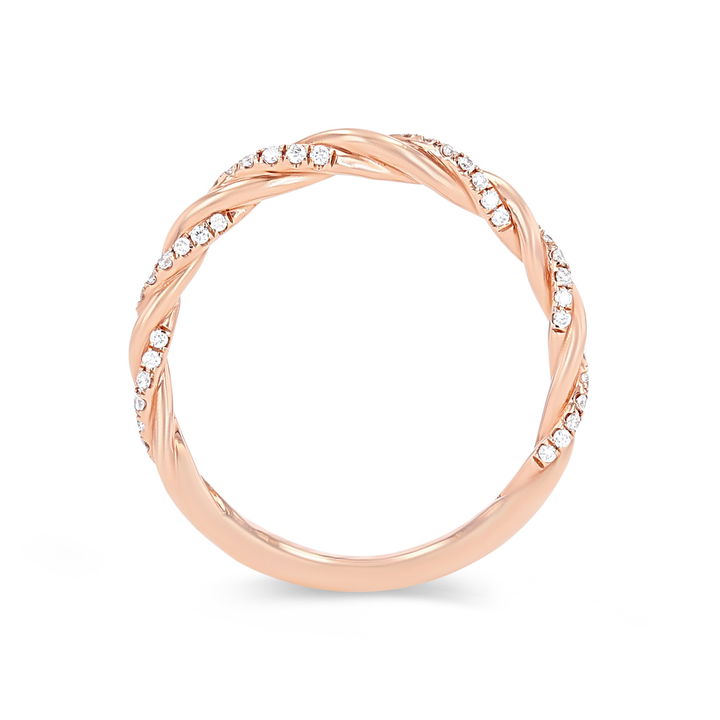 Yellow Gold 14K Sylvie Rope Twist Half Diamond Wedding Band