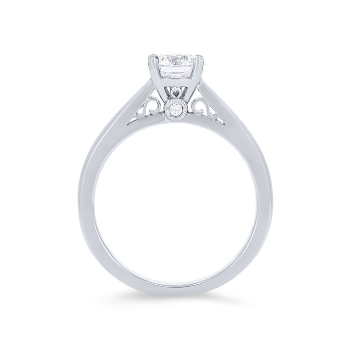Sylvie Solitaire Filigree Cathedral Engagement Setting In White Gold 14K