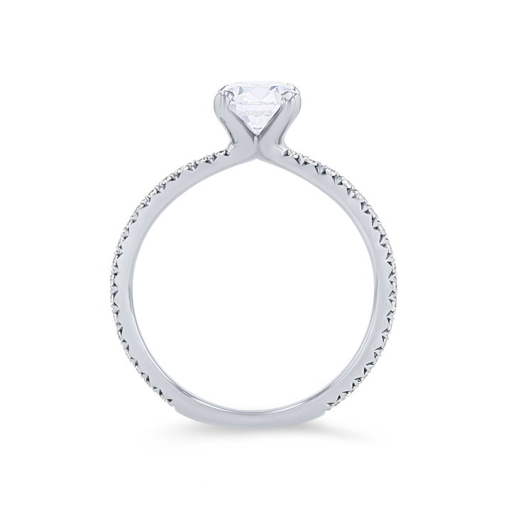 Sylvie Classic Pave Diamond Engagement Setting In White Gold 14K