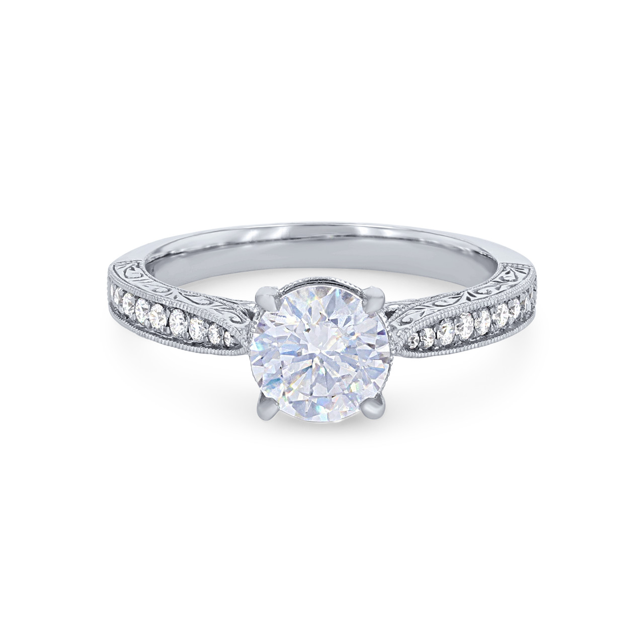 Sylvie Engraved Milgrain Diamond Engagement Setting 0