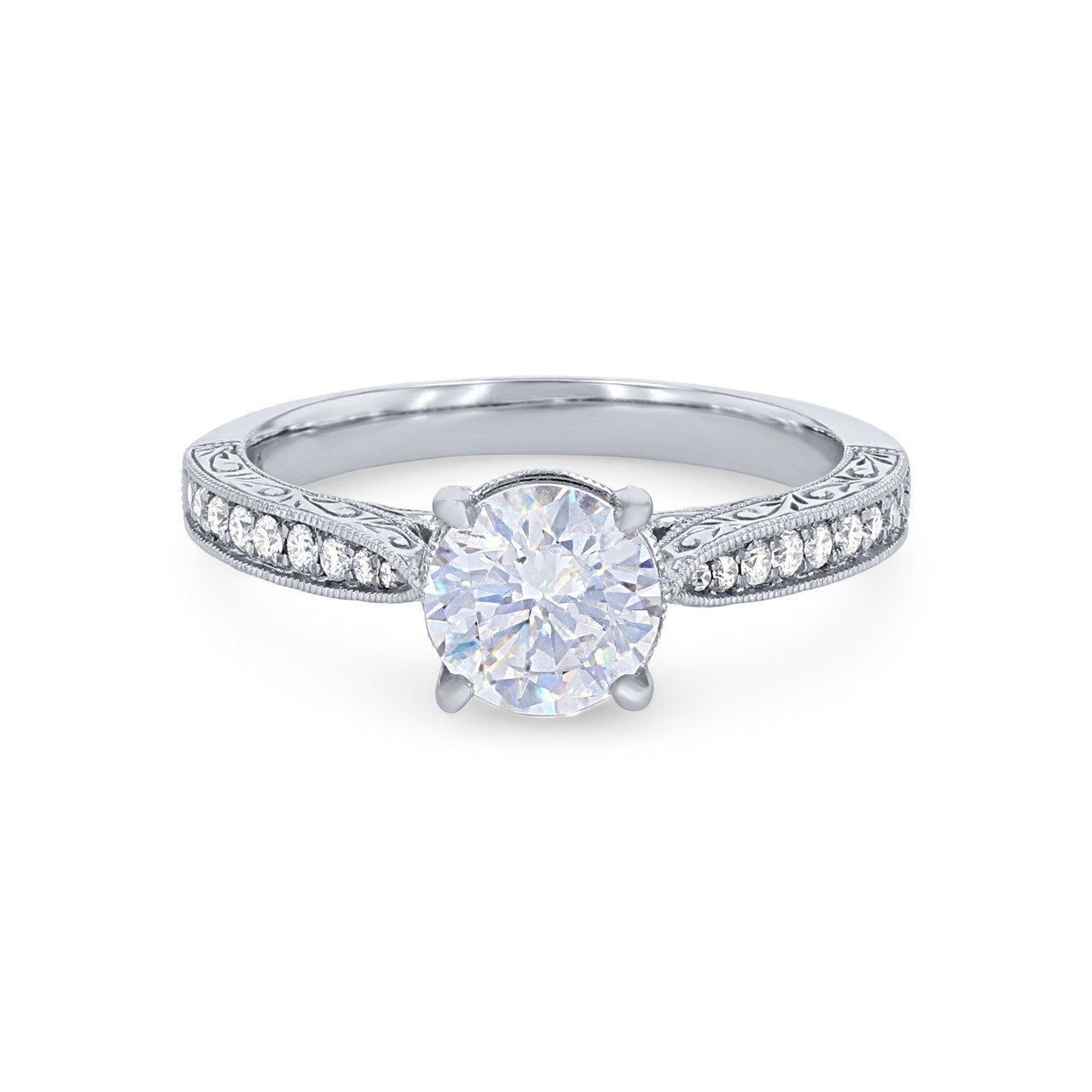 Sylvie Engraved Milgrain Diamond Engagement Setting 0