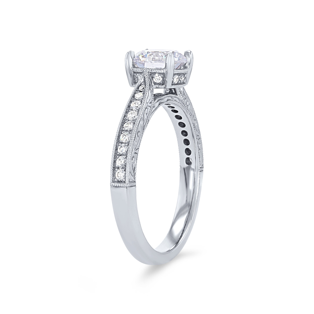 Sylvie Engraved Milgrain Diamond Engagement Setting 1