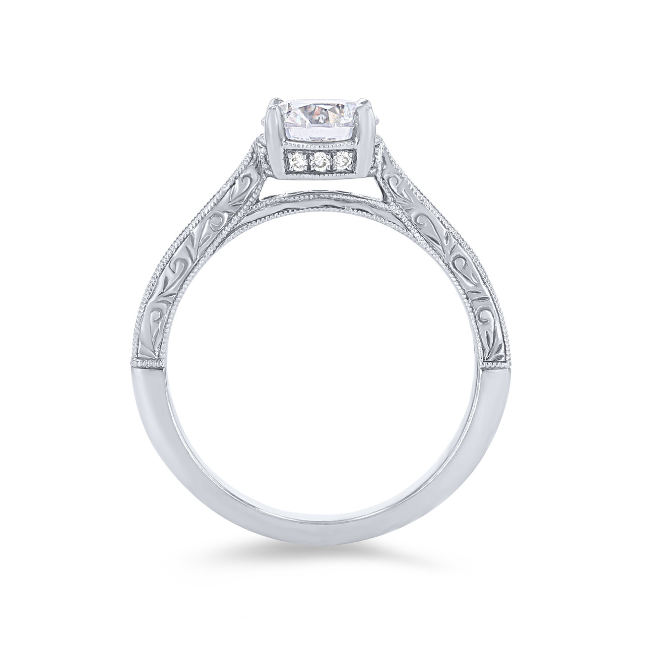 Sylvie Engraved Milgrain Diamond Engagement Setting 2