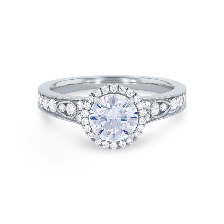 White Gold 14K Sylvie Milgrain Diamond Halo Engagement Setting