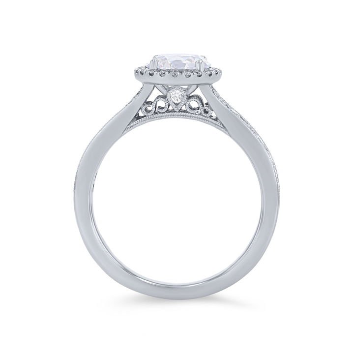 White Gold 14K Sylvie Milgrain Diamond Halo Engagement Setting