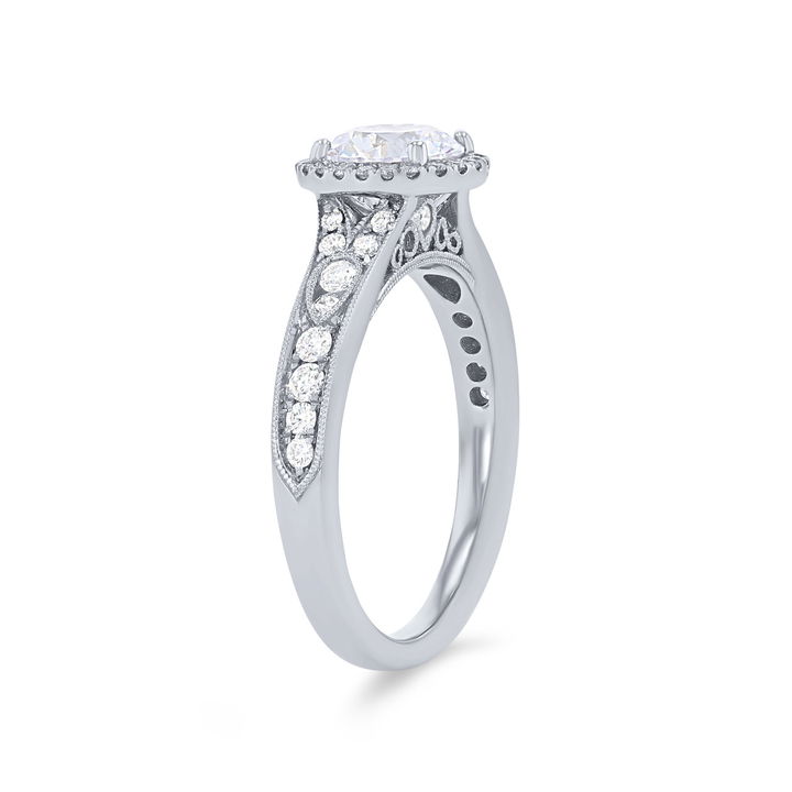 White Gold 14K Sylvie Milgrain Diamond Halo Engagement Setting