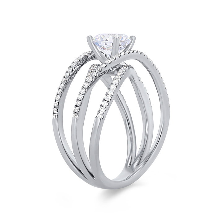 Sylvie Multirow Twist Diamond Engagement Setting In White Gold 14K