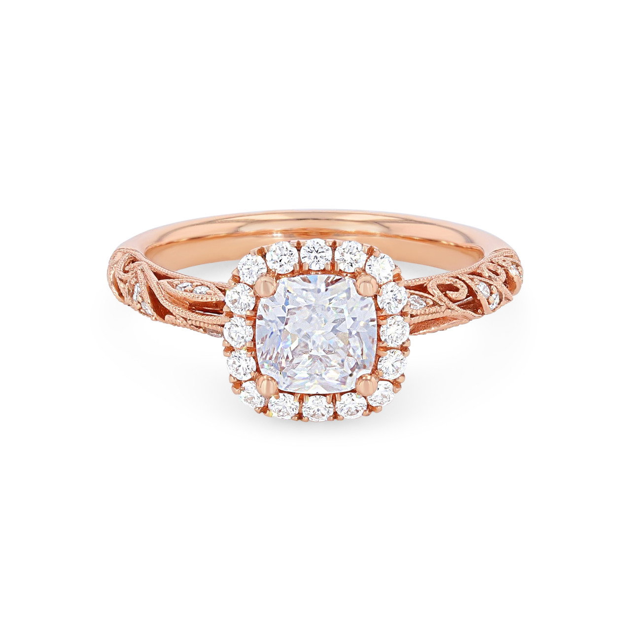 Sylvie Floral Milgrain Diamond Halo Engagement Setting 0