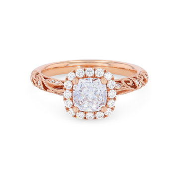 Sylvie Floral Milgrain Diamond Halo Engagement Setting In White Gold 14K