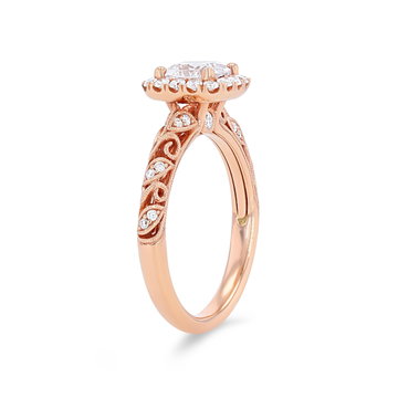Sylvie Floral Milgrain Diamond Halo Engagement Setting In White Gold 14K