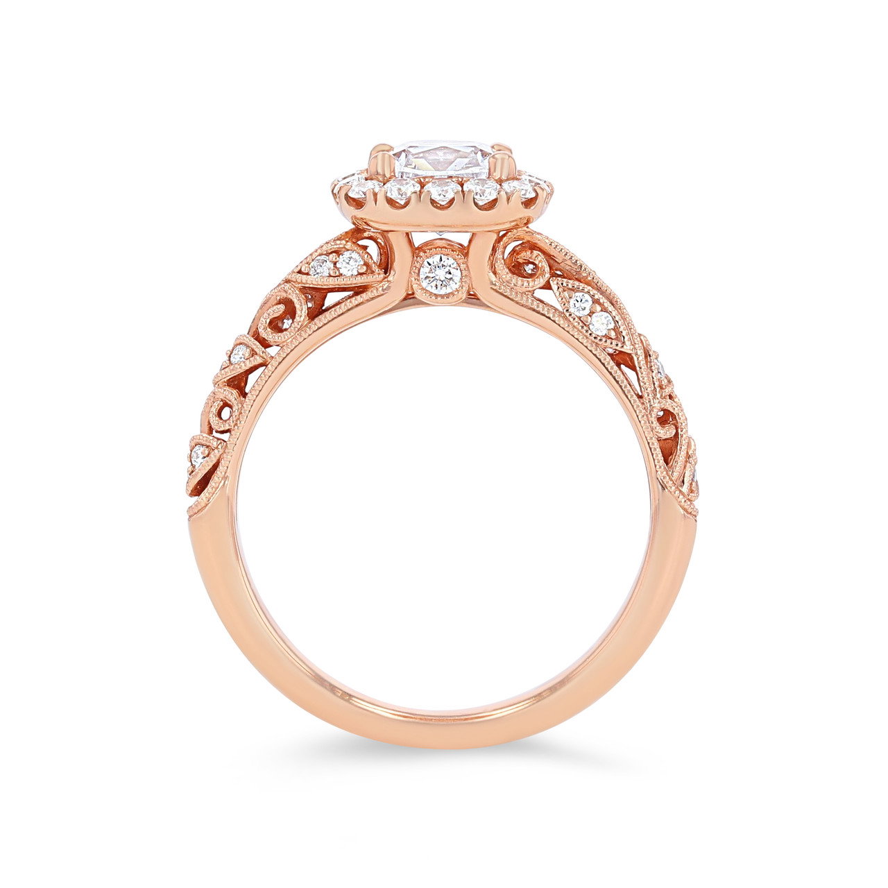 Sylvie Floral Milgrain Diamond Halo Engagement Setting 2