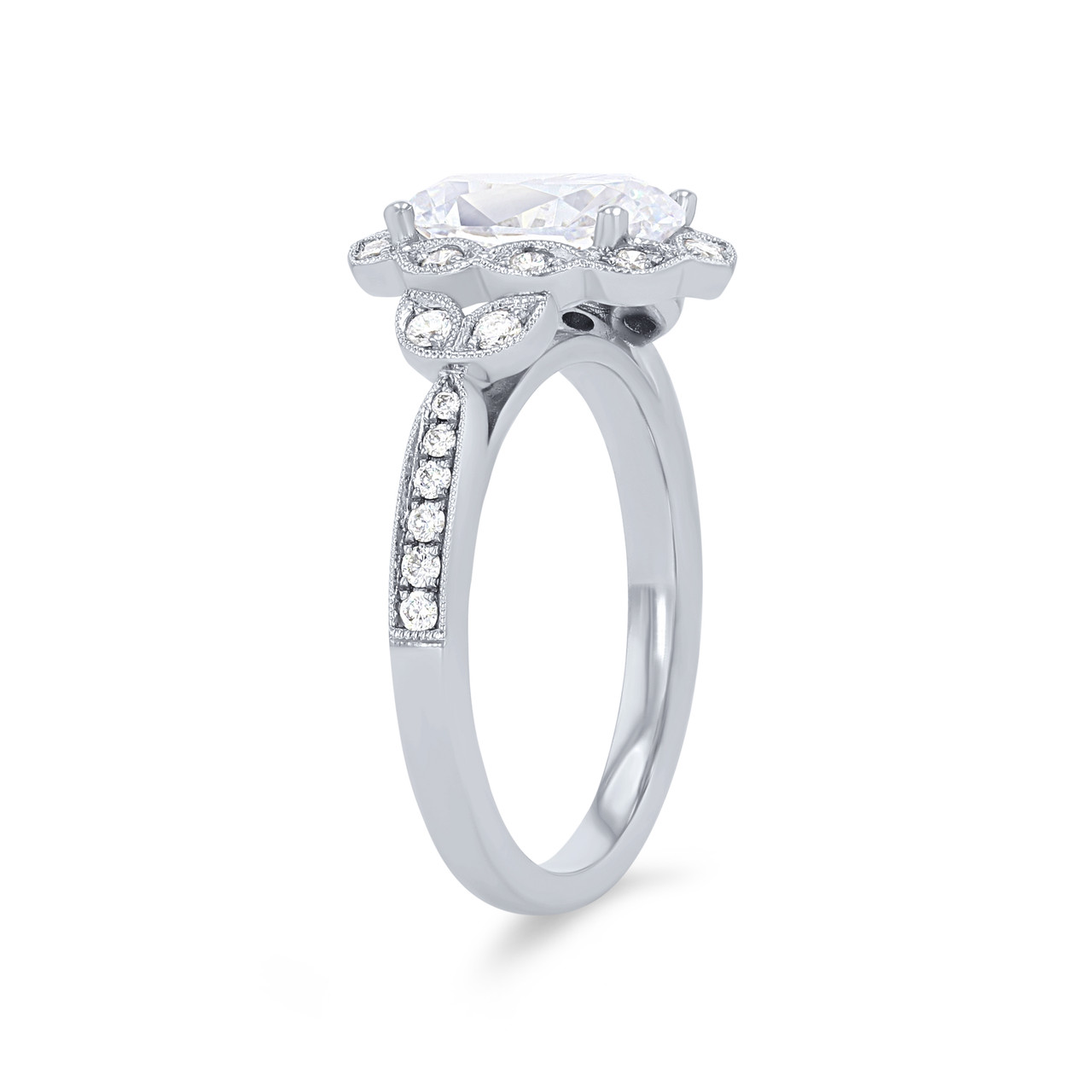Sylvie Floral Scallop Halo Diamond Engagement Setting 1