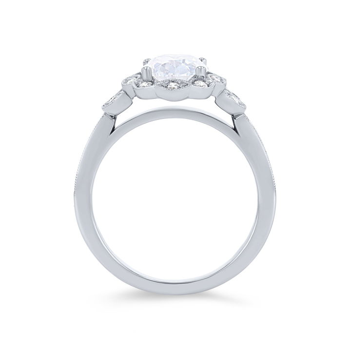 White Gold 14K Sylvie Floral Scallop Halo Diamond Engagement Setting