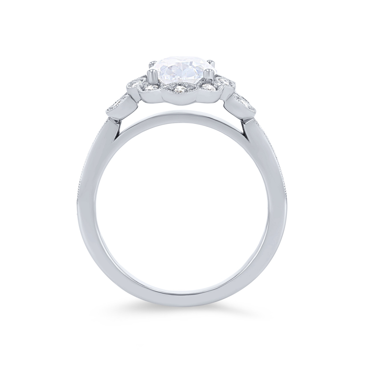 Sylvie Floral Scallop Halo Diamond Engagement Setting 2