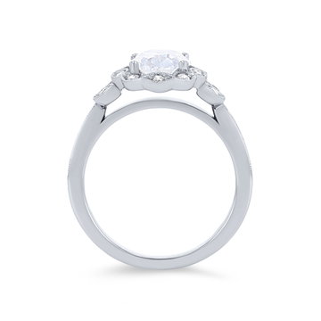 Sylvie Floral Scallop Halo Diamond Engagement Setting In White Gold 14K
