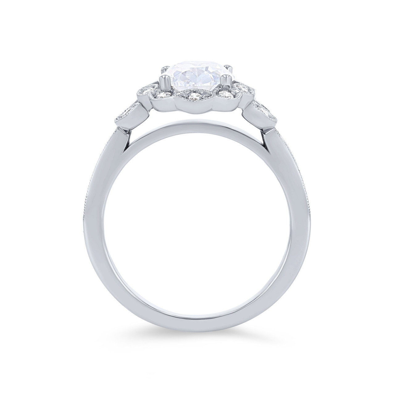 Sylvie Floral Scallop Halo Diamond Engagement Setting 2
