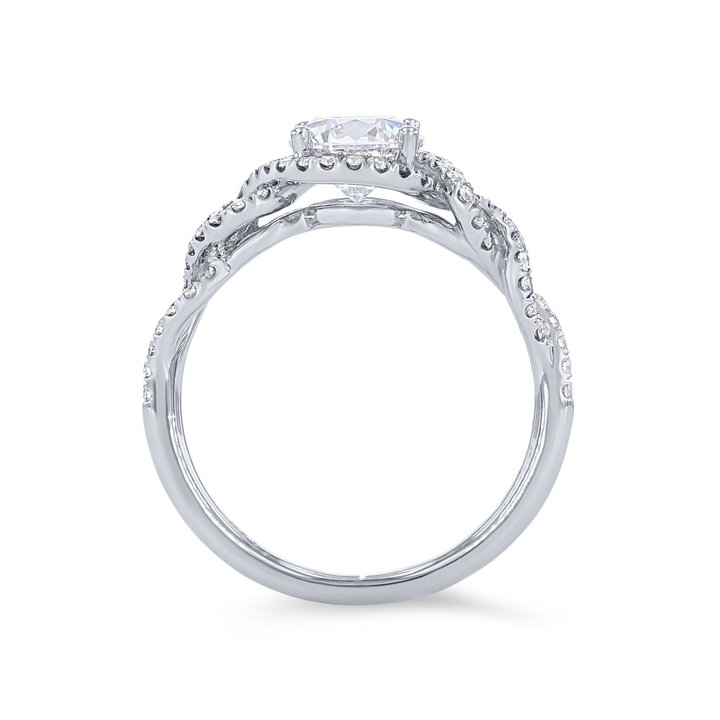 Sylvie Halo Twist Diamond Engagement Setting In White Gold 14K