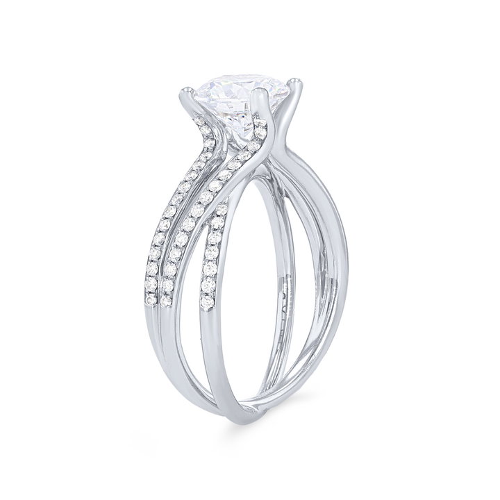 Sylvie Three Row Twist Diamond Engagement Setting In White Gold 14K
