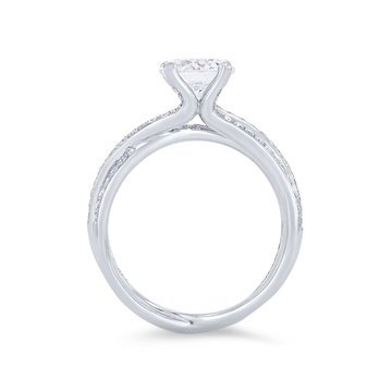 Sylvie Three Row Twist Diamond Engagement Setting In White Gold 14K