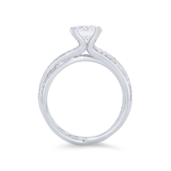 Sylvie Three Row Twist Diamond Engagement Setting In White Gold 14K