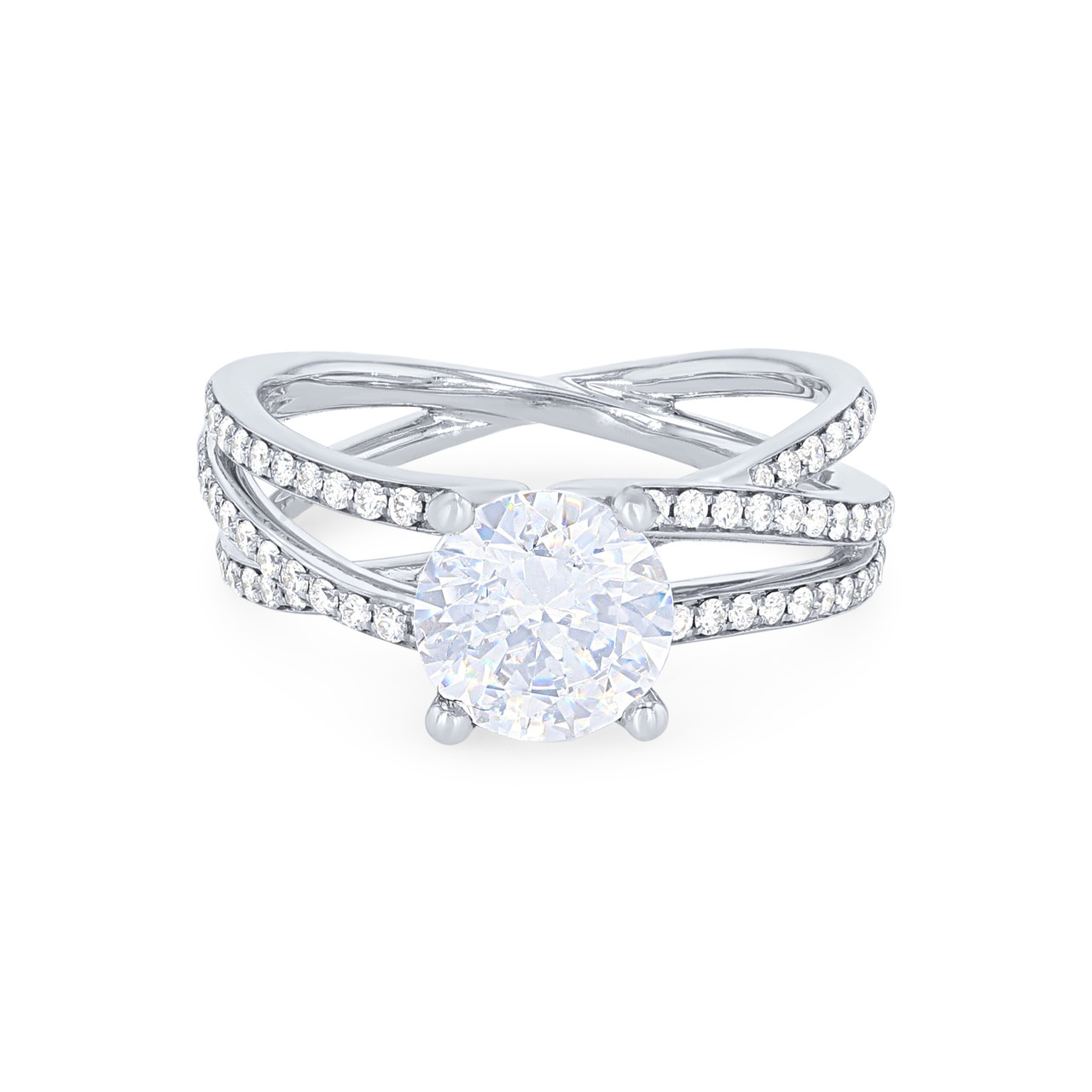 Sylvie Three Row Twist Diamond Engagement Setting 0