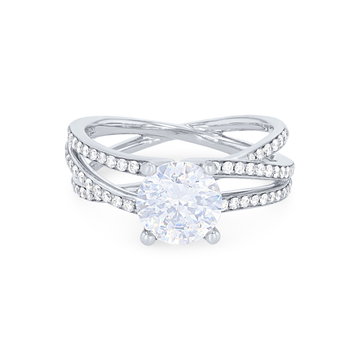 Sylvie Three Row Twist Diamond Engagement Setting In White Gold 14K