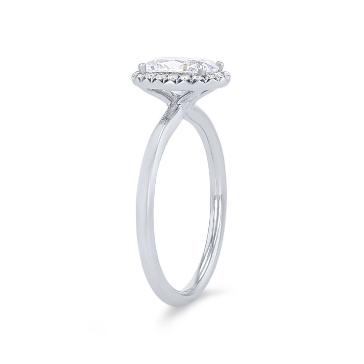 Sylvie Oval Halo Solitaire Engagement Setting In White Gold 14K