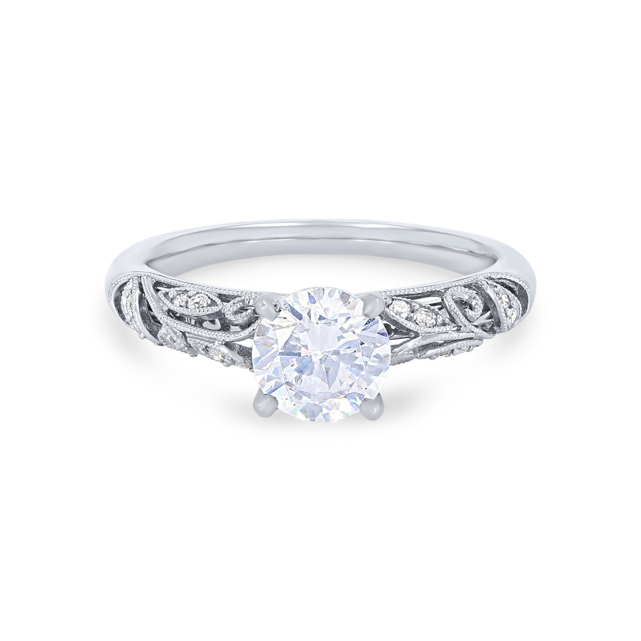 Sylvie Floral Milgrain Diamond Engagement Setting 0