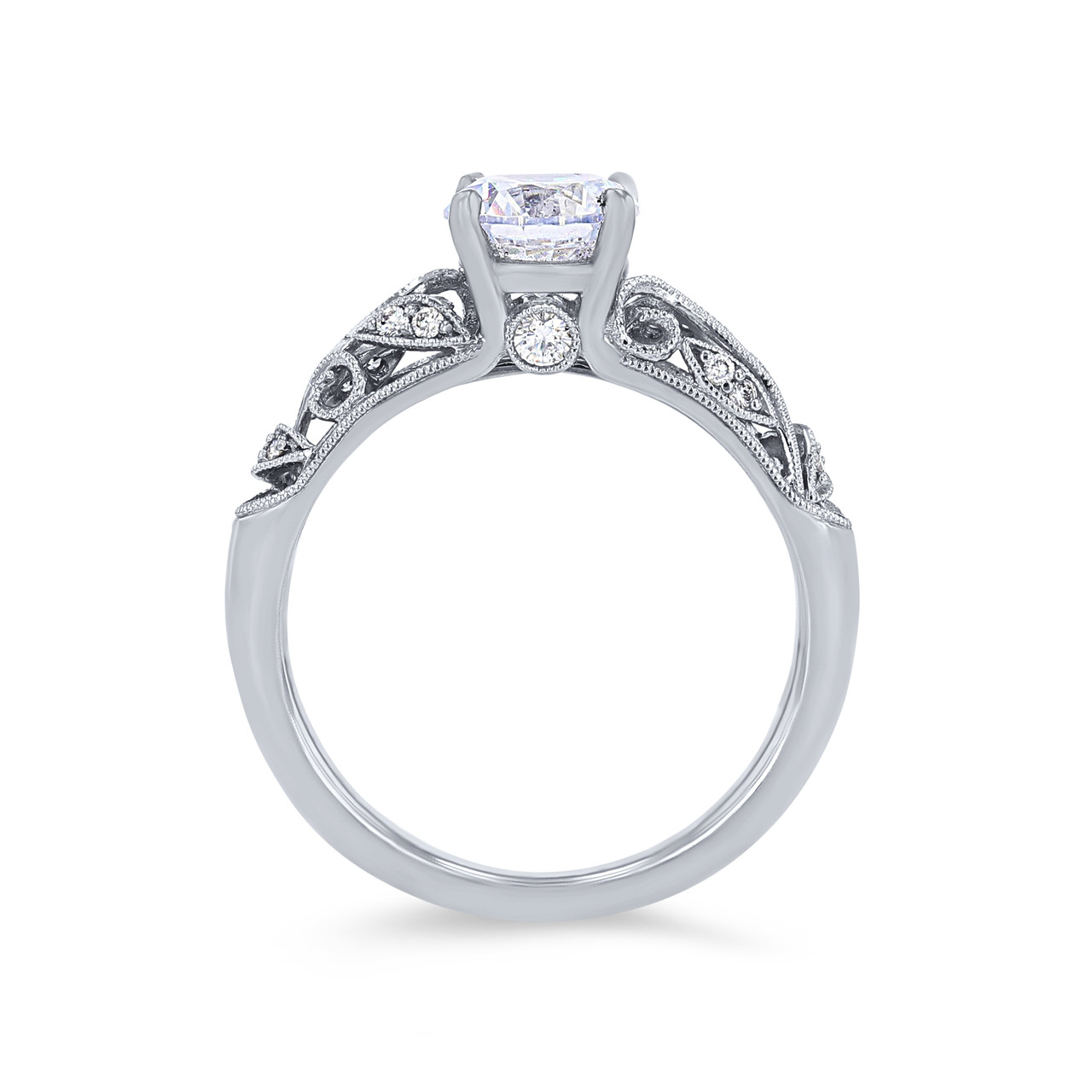 Sylvie Floral Milgrain Diamond Engagement Setting 2
